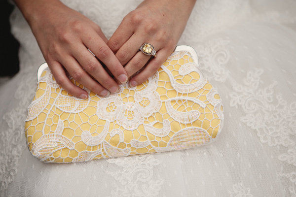 Yellow lace bridal bridesmaids Clutch bag by ANGEE W. | Tuscan inspired wedding